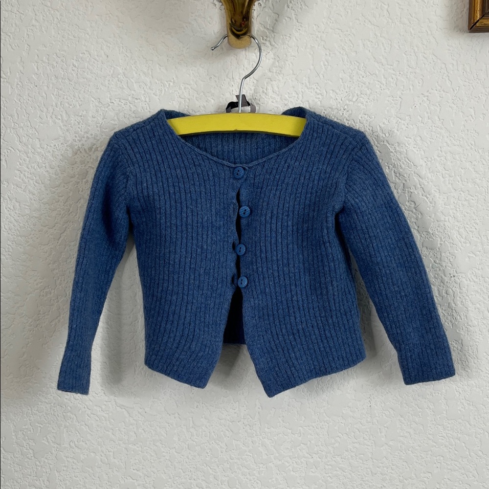 Fleurisse Ribbed Fine Merino Wool Button Cardigan Sweater